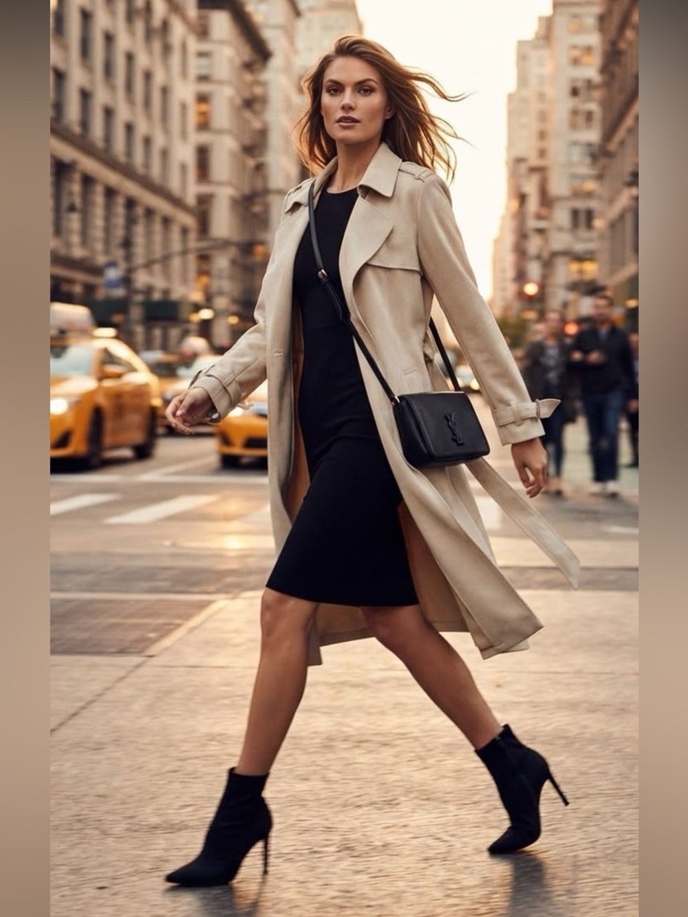 Joan Vass Women's Beige Trench Coat with Waist Tie S
